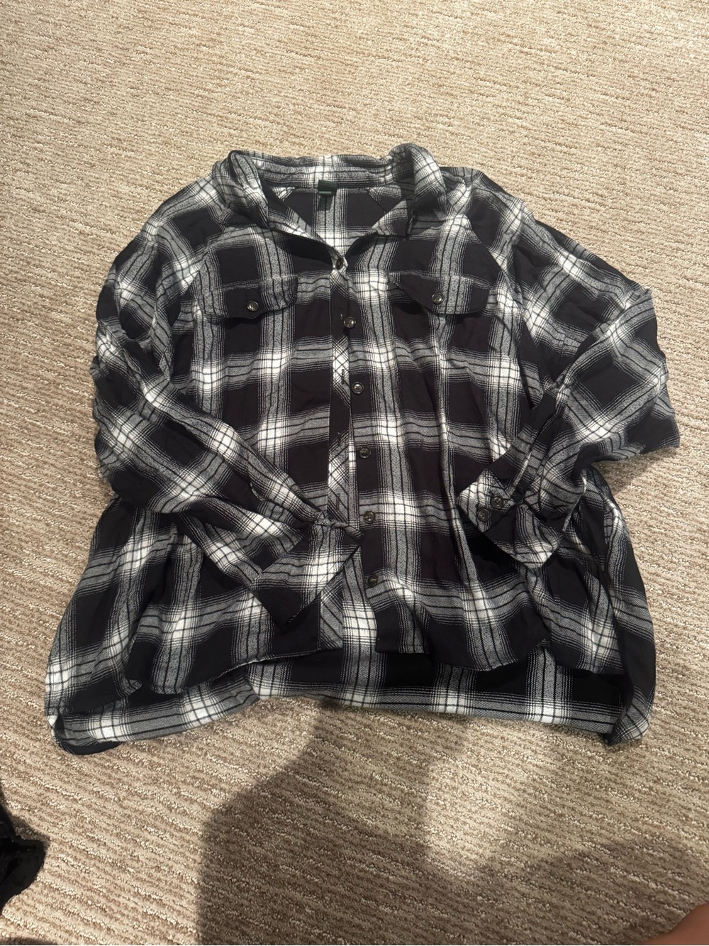 wild fable Black and White Plaid Button-Up oversized